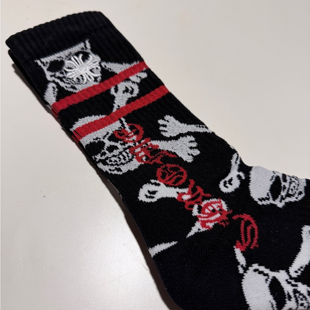 Chrome Hearts Black and Red Graphic Socks